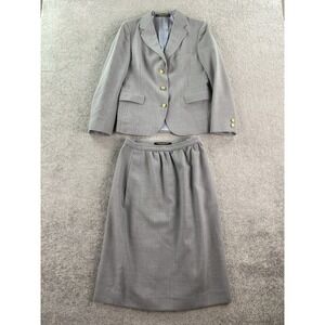 Vintage Brooks Brothers Suit Skirt Blazer Women's 12 Golden Button Gathered USA